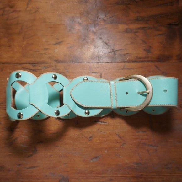 Linea Pelle Aqua Wide Silver Buckle Waist or Hip Belt Size S - Picture 3 of 4